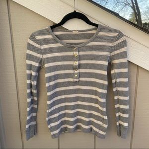 J CREW Grey & White Striped Long Sleeve Shirt